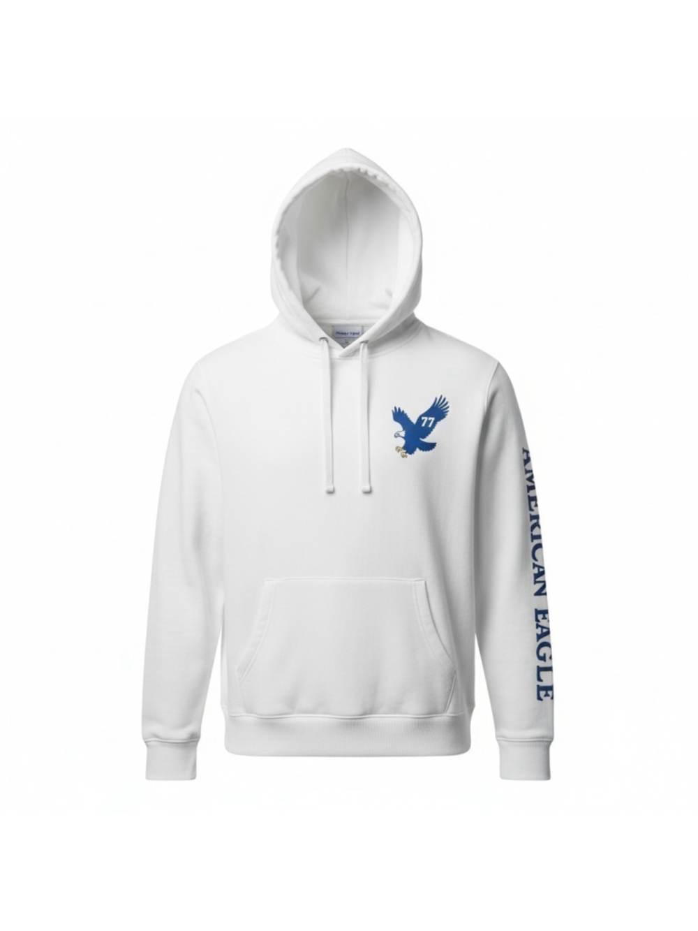 American Eagle Men's Long-Sleeves Relaxed Fit White Hoodie Sweatshirt Medium NWT